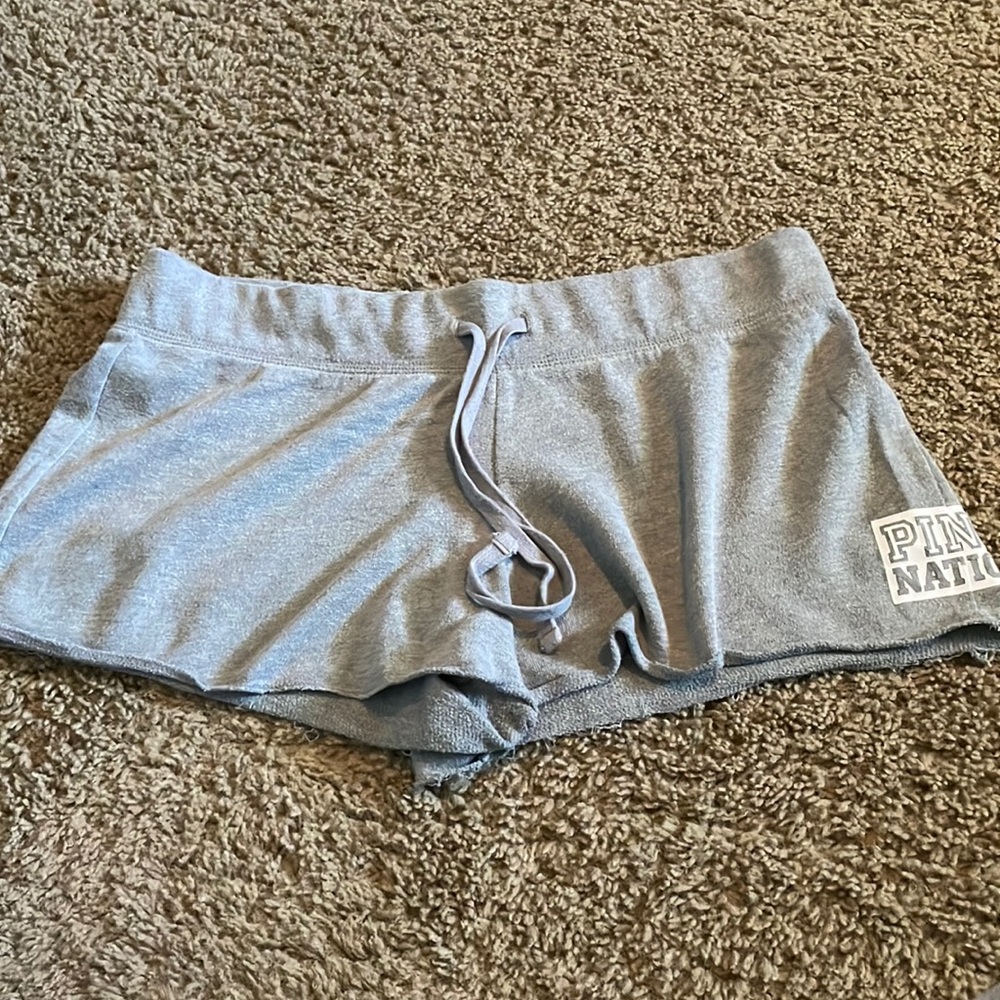 Pink Victoria Secret gray short shorts w/drawstring waist Sz Small